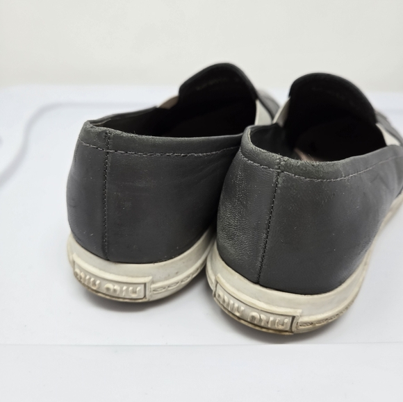 Miu Miu Metal Capped Toe Leather Sneakers Size 37 - Picture 11 of 14